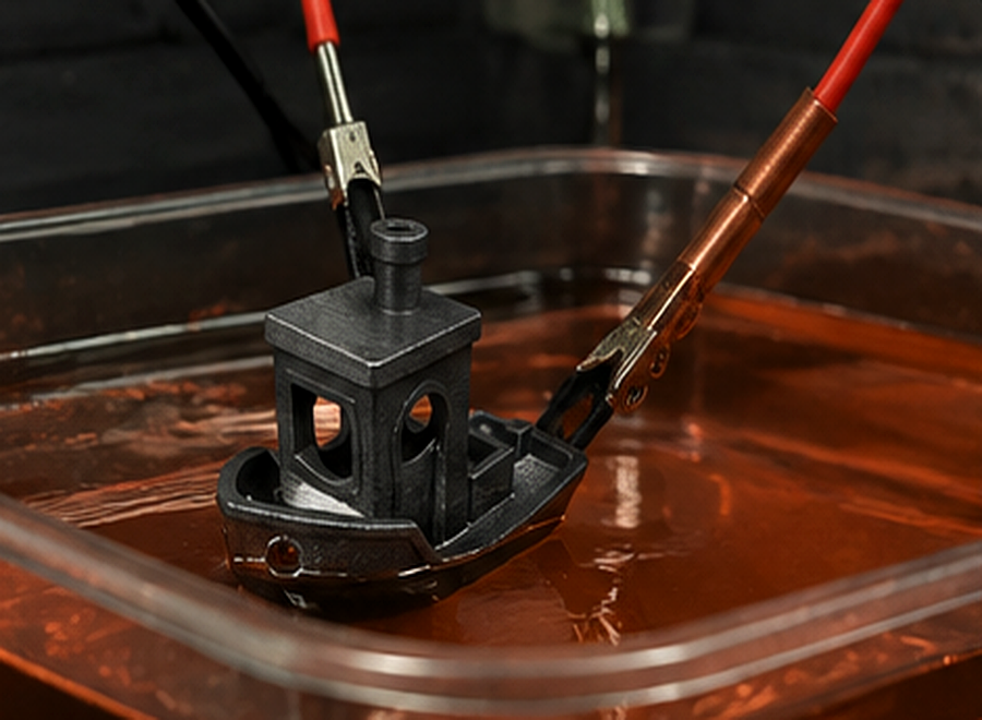 Graphite coated Benchy in copper bath